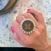 Silver AB Crystal Luxe Designer Cuff Ring