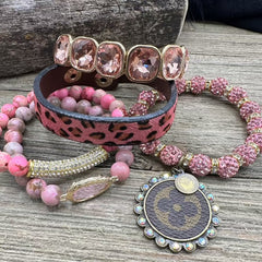 Pink Panther Luxe Designer Charm Bracelet Stack