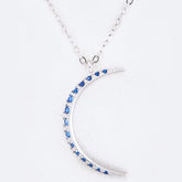 Silver Sapphire Moon Pendant Necklace