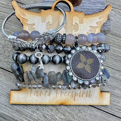 Urban Gray Glam Luxe Designer Bracelet Stack