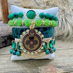Shamrock Shine Panther Luxe Designer Charm Bracelet Stack
