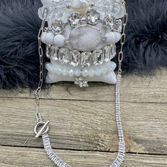 Juliet Crystal Baguette Toggle Paperclip Chain Necklace