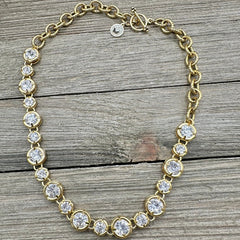 Allura Golden Crystal Toggle Necklace