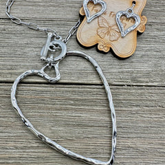 Open Your Heart Pendant Toggle Convertible Long Necklace Set