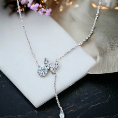 Flutter Jewel Crystal Butterfly Chain Drop Pendant Necklace
