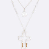 Radiant Reverie Cross Pendant Layered Disc Necklace