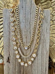 Allura Golden Crystal Toggle Necklace
