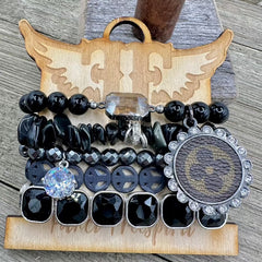 Noir Peace Parade Luxe Designer Bracelet Stack