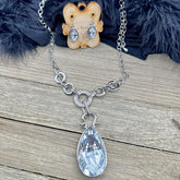 Enigma Crystal Teardrop Pendant Chain Necklace Set