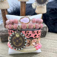 Pink Panther Luxe Designer Charm Bracelet Stack