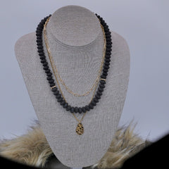 Black Lava Layered Necklace
