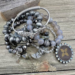 Urban Gray Glam Luxe Designer Bracelet Stack
