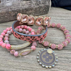 Pink Panther Luxe Designer Charm Bracelet Stack