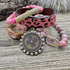 Pink Panther Luxe Designer Charm Bracelet Stack