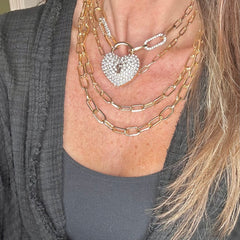 My Big Heart Crystal Locket Pendant Necklace Set