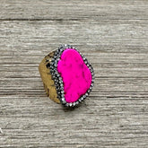 Pink Punch Natural Stone Cuff Ring