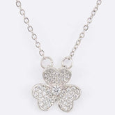 Pave 3 Leaf Clover Pendant Necklace