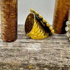 Golden Clear Crystal Luxe Designer Cuff Ring