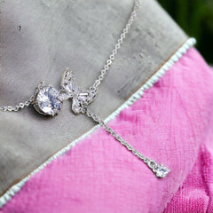 Flutter Jewel Crystal Butterfly Chain Drop Pendant Necklace