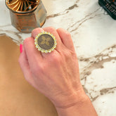 Golden Clear Crystal Luxe Designer Cuff Ring