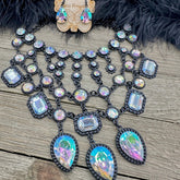 Twilight AB Crystal Statement Bib Necklace Set