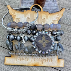 Urban Gray Glam Luxe Designer Bracelet Stack