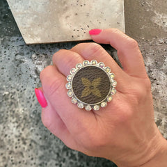 Silver AB Crystal Luxe Designer Cuff Ring