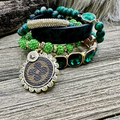 Shamrock Shine Panther Luxe Designer Charm Bracelet Stack