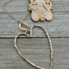 Open Your Heart Pendant Toggle Convertible Long Necklace Set