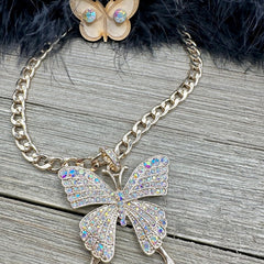 Be You Crystal Butterfly Statement Necklace Set