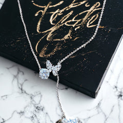 Flutter Jewel Crystal Butterfly Chain Drop Pendant Necklace