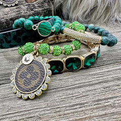 Shamrock Shine Panther Luxe Designer Charm Bracelet Stack