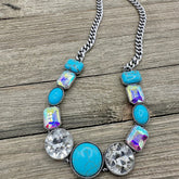 GlistenUp Turquoise and Crystal Necklace Set
