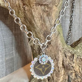 Silver Patina Whisper Arora Borealis Crystal Luxe Designer Chain Necklace