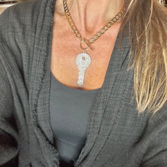 Luxe Key Sparkler Crystal Chunky Chain Necklace Set