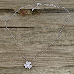 Pave 3 Leaf Clover Pendant Necklace