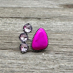 Fuchsia & Pink Crystal Stone Cuff Ring
