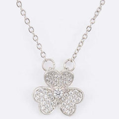 Pave 3 Leaf Clover Pendant Necklace