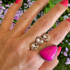Fuchsia & Pink Crystal Stone Cuff Ring