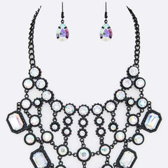 Twilight AB Crystal Statement Bib Necklace Set