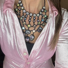 Twilight AB Crystal Statement Bib Necklace Set