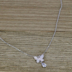 Mother Of Pearl Butterfly Pendant Necklace