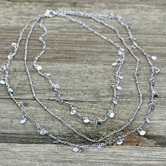 Deja Silver Fringe Disk Layered  Choker Necklace