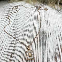 Coco Mademoiselle - Love Perfume Bottle Baguette Crystal Pendant Necklace