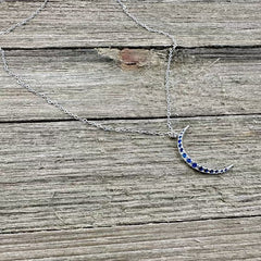 Silver Sapphire Moon Pendant Necklace